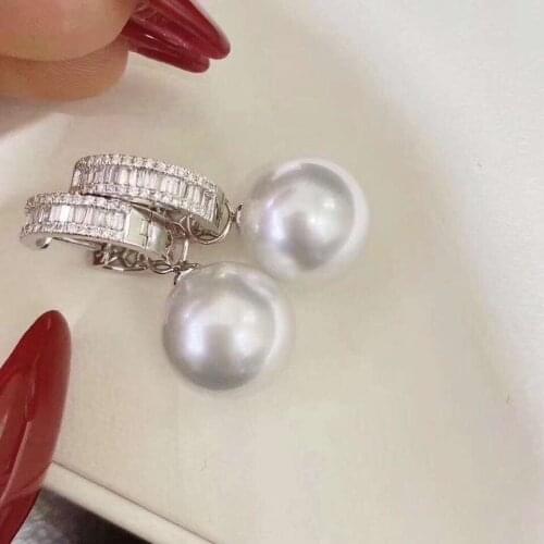 D220 Pure 925 Sterling Silver About 9mm Fine Jewelry Fresh Water White Pearls Dangle Earrings for Women Fine Pearl Earrings