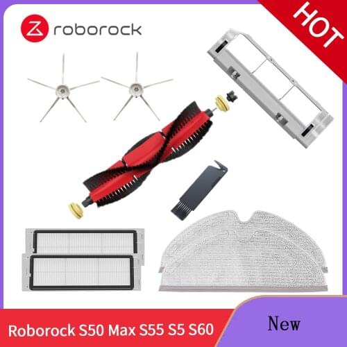 Full Coverage Mops(2PCS)+ Side Brush(2PCS)+ Filter(2PCS)+ Main Brush + Cleaning Comb Parts For Xiaomi Roborock Cleaner