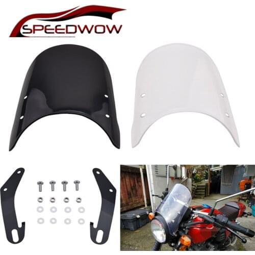 5-7 Inch Motorcycle Windshield Round Headlight Windscreen Screen Glass Fit For Honda Yamaha XJR 1300 Suzuki GSX 1400 Royal