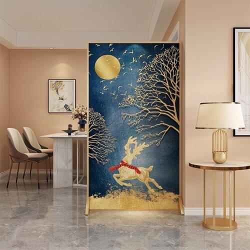 European-style simple entrance elk art partition light luxury screen metal mobile screen