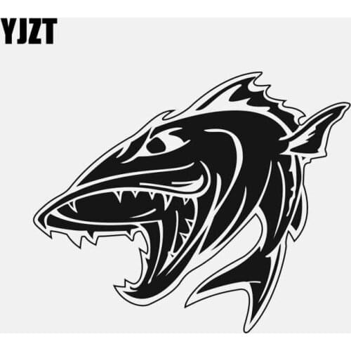 YJZT 16.1CM*13.3CM Interesting Cartoons Fish Car Sticker Art Decal Vinyl Decor Black/Silver C24-0892