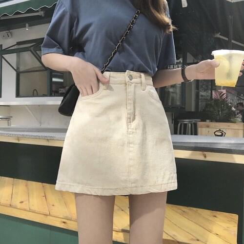 100% cotton pencil skirt Fashion Womens High Waist Casual Solid Color Skirt Summer Short korean fashion clothing BSQ135