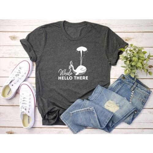 Whale Hello There Save Whale T-shirt funny women 100% Cotton graphic tumblr quote casual grunge Fashion unisex tee top tshirt