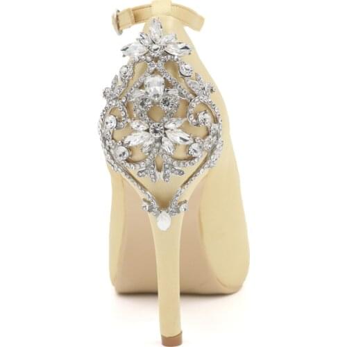 Creativesugar ankle strap open toe lady satin evening dress shoes bridal wedding party anniversary with crystals queen heels