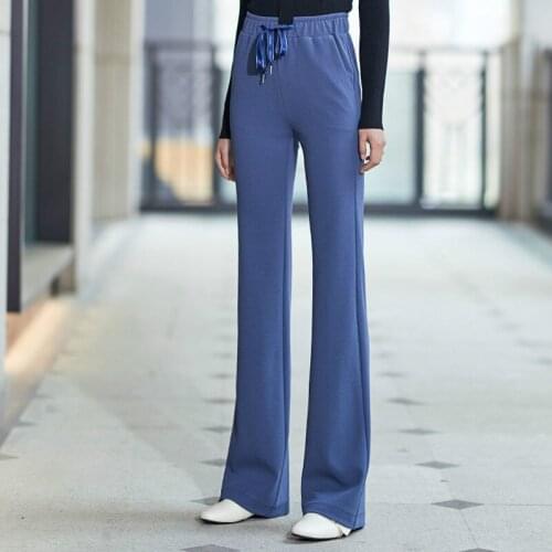 2020 New Spring Summer Women Personality Drawstring Elastic High Waist Trousers Female Solid Drape Plus Size 5XL Flare Pants N20