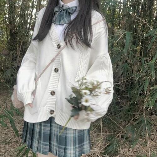 Woman Sweaters Cardigan Autumn Winter JK Uniform Sweater Coat Womens Loose Twist Knitted Cardigan