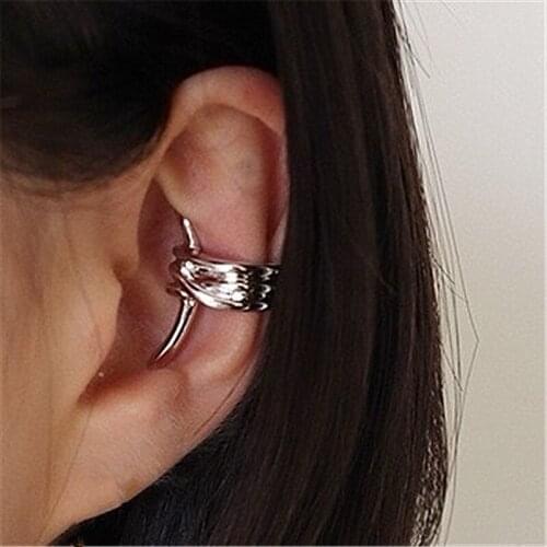 1PCS Metal Geometry Knotted Ear Clip Earrings For Women/Men Without Piercing Hip Hop Punk Silver Ear Cuff Unisex Jewerly Gifts