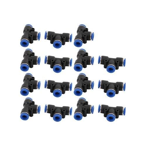 15Pcs 8mm Dia T 3 Ways Type Hose Pneumatic Air Quick Fitting Push In Connector