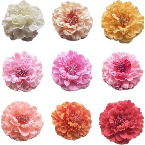48pcs 11cm/4.33" Fabric Peony Rose Camellia Flower Heads with pin 20 Colors for Wedding Christmas Party Baby Hairclip Flowers