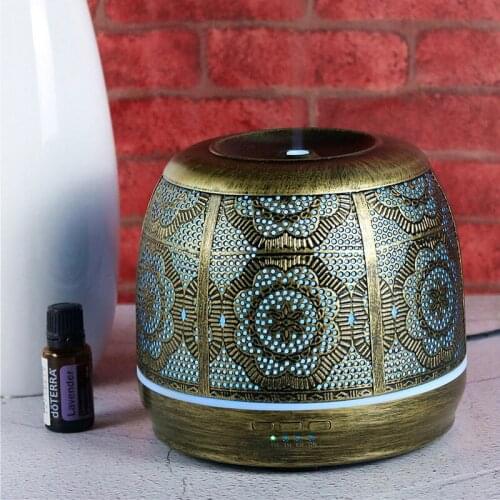500ml Aroma Diffuser Bronze Metal Aromatherapy Diffuser for Essential Oil Fragrance Lamp Humidifier for Home Office Car