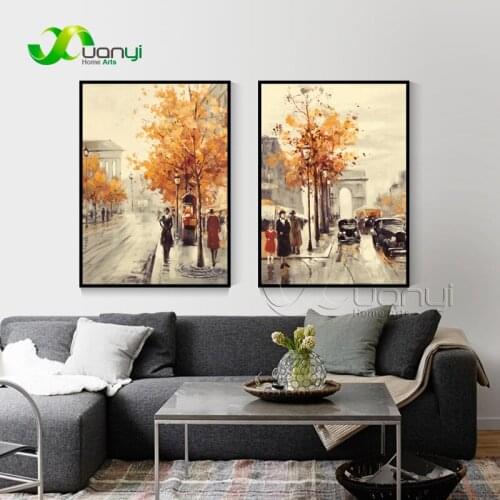 Abstract Art Trees City Street Canvas Painting Landscape Oil Painting Wall Paintings For Bed Room Canvas Print Unframed PR1347