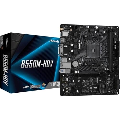 ASROCK B550M HDV Micro-ATX AMD B550 DDR4 4733+ (OC)MHz,SATA 6Gbps,DVI ,64G,Support 3gen 4gen Ryzen Desktop CPU Socket AM4