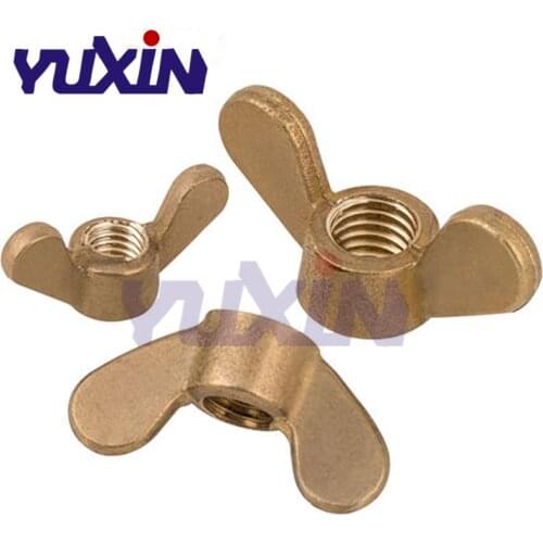 Free Shipping 30pcs M3 M4 M5 M6 M8 M10 M12 DIN315 Brass Wing Nuts Copper Hand Tighten Butterfly Nut Ingot Two Claw Nuts