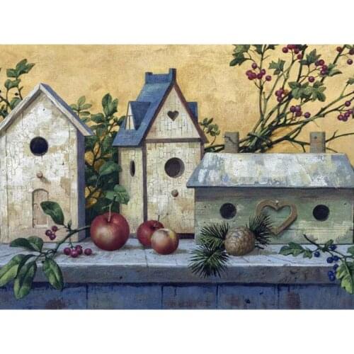 Diy garden flowers vase diamond art painting cage birds aviary mosaic embroidery picture puzzle stones stickers home decor craft