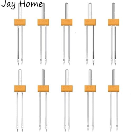 10PCS Sewing Machine Twin Needles Double Twin Stretch Needles Pins for Household Sewing Machine with Plastic Box 2.0/90 3.0/90
