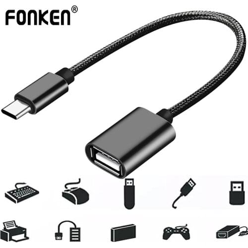 FONKEN Type C To USB OTG Adapter Cable For Samsung Galaxy Note 9 Xiaomi 8 Huawei Mate20 MacBook Mouse Gamepad Tablet PC USB OTG