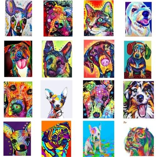 GATYZTORY Coloring By Numbers Dog Painting By Numbers for adult Canvas Drawing Animal Oil Painting HandPainted Home Decor Gift