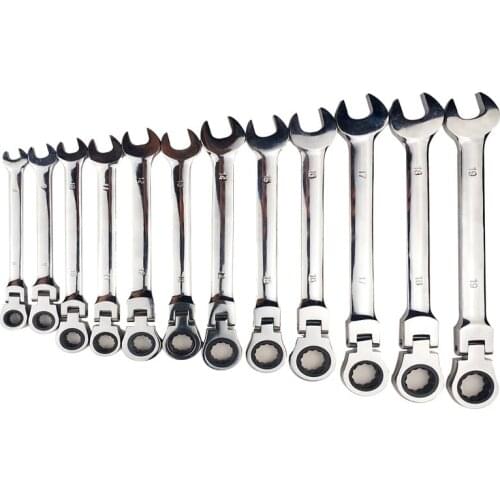 Fixed Head Ratcheting Combination Spanner Wrench Sets Hand Tools Ratchet Handle Wrenches 6-32mm