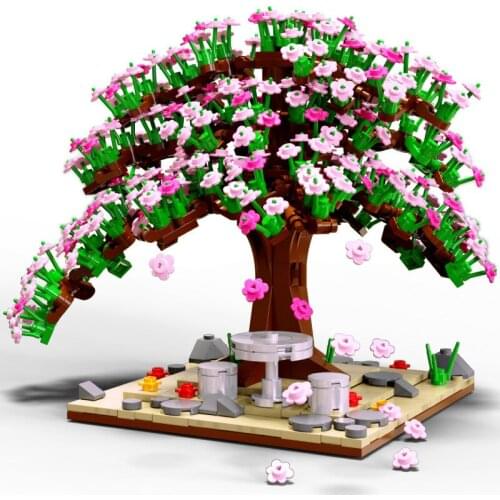 City Creative Series Blooming Cherry Tree Bonsai Desktop Decoration MOC Model Building Blocks Bricks Toys Christmas Gifts