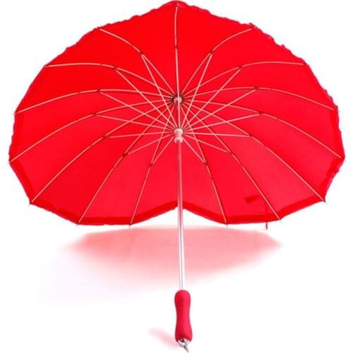 Creative Heart Shaped Love Umbrella Adult Bridal Wedding Gift Solid Red Waterproof Wind Resistant Men And Women Umbrellas
