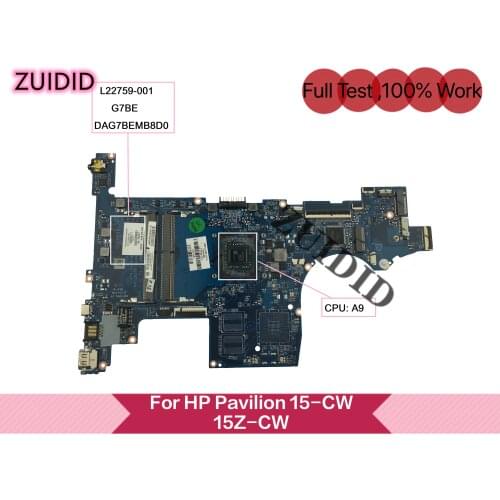 L22759-601 Für HP Pavilion 15-CW 15Z-CW laptop motherboard L22759-001 L22759-501 DAG7BEMB8D0 G7BE A9-9425 CPU 100% test ok