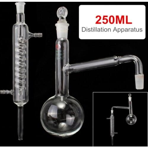 KICUTE 250ml Laboratory Chemistry Distillation Apparatus Lab Glassware Kit with 14/23 Joint