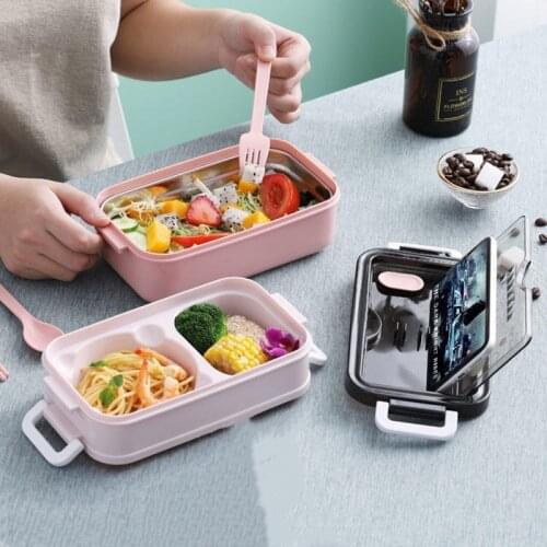 Portable Lunch Box Food Storage Container Bento Lunch Boxes For Kids School Children Double-layer Microwave Lunch Container Set