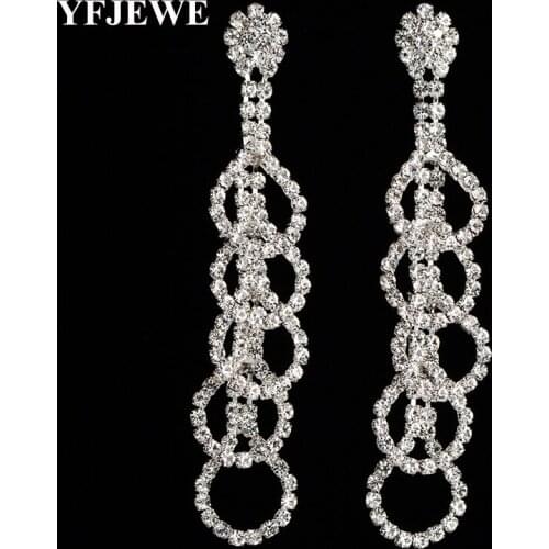 YFJEWE Fashion Simple Long Earrings for Women Crystal Bridal Drop Earrings Wedding Jewelry Lange Oorbellen E398