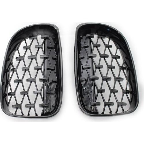 Pair Front Grill Grille Diamond Shiny Black Fits BMW E81 E87 E88 1 Series 08-11
