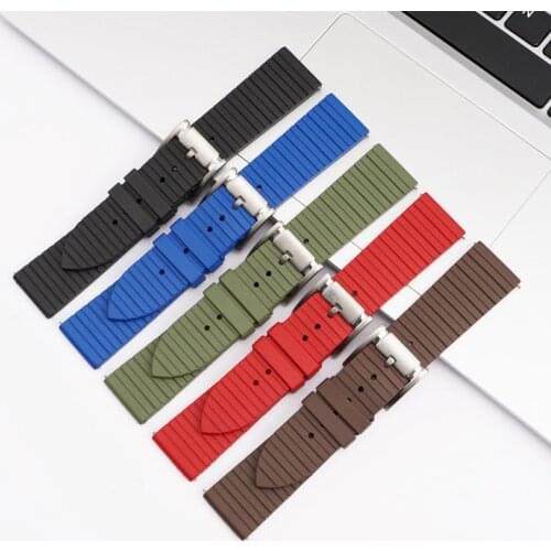 20mm 22mm 24mm Fluoro Rubber Sport Strap Stainless Steel Buckle Men Replacement Watch Band for Seiko Huawei GT 2 Honor Samsung