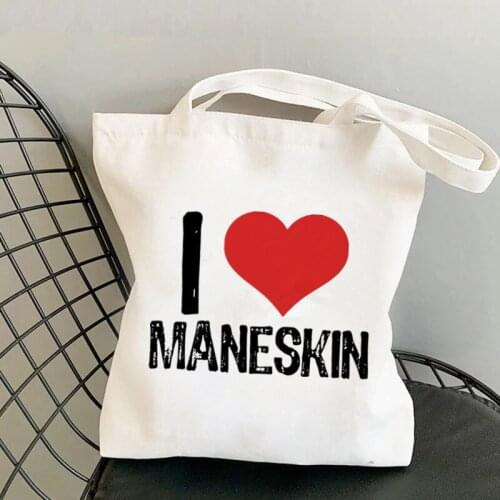 Shopper I love Maneskin Printed Kawaii Bag Harajuku women Shopping Bag Canvas Shopper Bag girl handbag Tote Bag Shoulder Bag