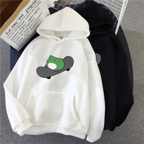 2021 Springtime Skateboard frog oversized Sweatshirt men and womens Hoodies Harajuku Warm Pullover Women Korean Style Hoodie