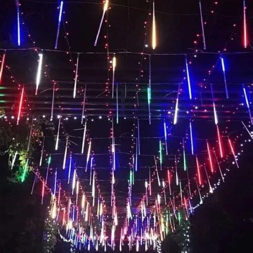 Upgraded 50cm 10 Tubes Meteor Shower Rain Falling Rain Drop Christmas Lights, Waterproof Cascading Lamp for Holiday Party