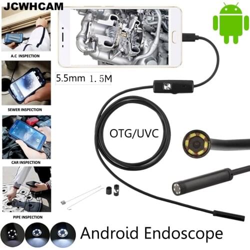 JCWHCAM 5pcs/lot 1.5M 5.5MM Waterproof Android Endoscope USB Inspection USB Borescope Tube Snake Mini Cameras Micro Camera