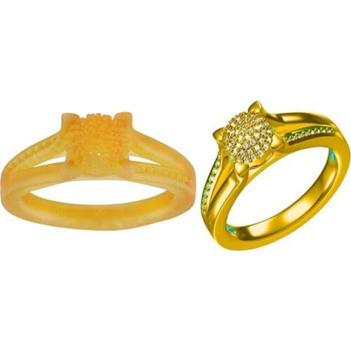 High Wax Contained Resin Ring with Round Shape Stone Hole Jewelry Industrial 3D Model of Women Wedding and Party Ring