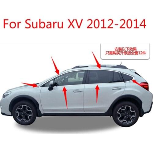 High-quality stainless steel Strips Car Window Trim Decoration Accessories Car styling 12pcs For Subaru XV 2012 2013 2014
