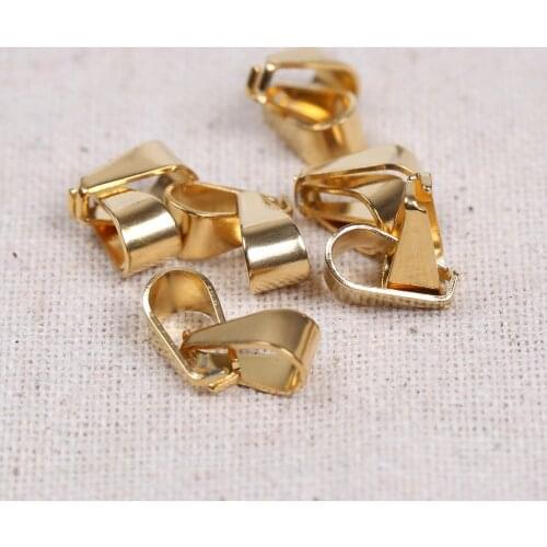 Reidgaller 20pcs gold plated stainless steel pinch bails for pendants diy clip connector findings for jewelry making
