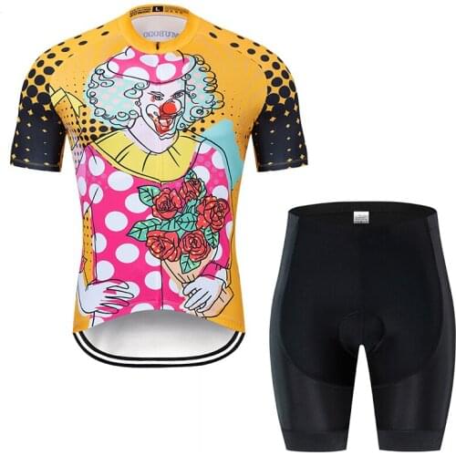 Yellow cartoon print short sleeves for cycling Breathable Quick Dry Anti sweat summertime Jersey Bike shirt