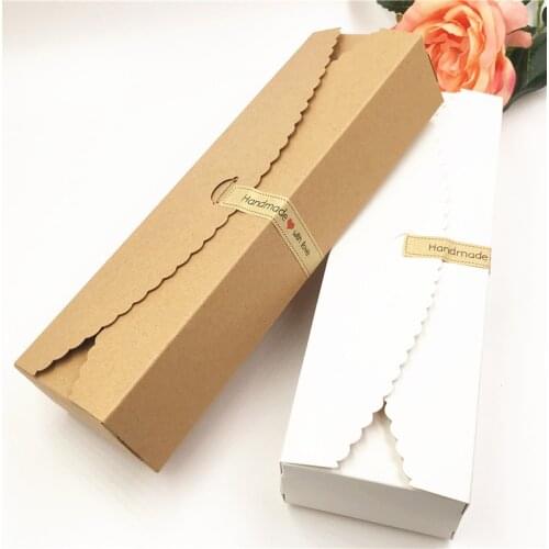 20Pcs/Lot Kraft Paper Long Boxes Cases For Valentines Day Flower Gift Packaging DIY Container Storage Boxes Cases With Stickers