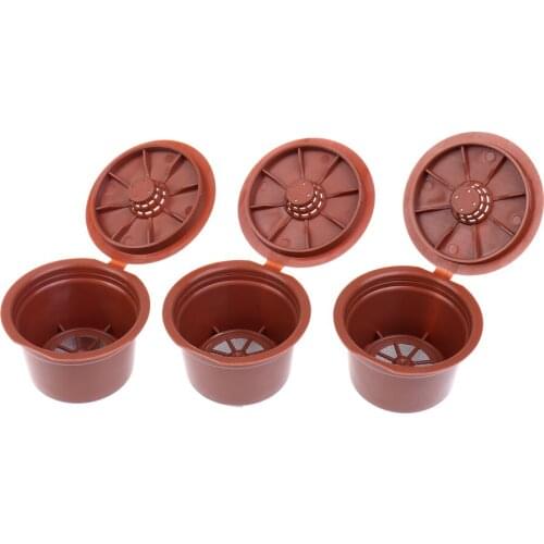3Pcs Reusable Coffee Capsule Filter Cup for Nescafe Dolce Gusto Refillable Caps Spoon Brush Filter Baskets Pod Soft Taste