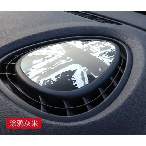 3D Glue Decal for Central Air Outlet MIN Windshield Mouth Modification Sticker Graffiti Gray Union Jack Refit Car Decorations