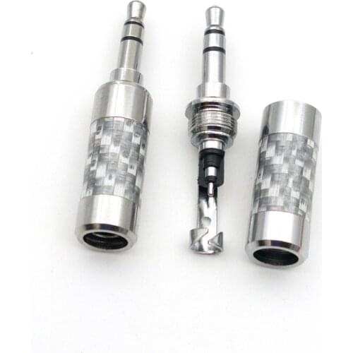 50pcs Copper Rhodium Plated Carbon Fiber 3.5mm Plug soldering connector New