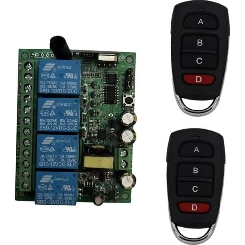 AC 220V 4CH 4 CH Wireless Remote Control LED Light Bulb Switch Wireless Relay Receiver Module Remote Transmitter 315/433Mhz