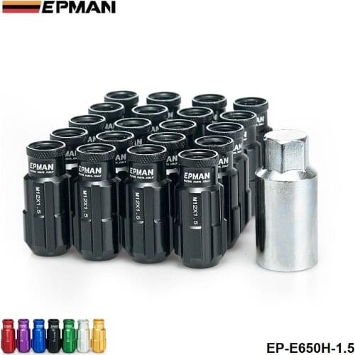 Racing Lug Nuts Aluminum 20PCS 12X1.5MM Open End Extenede Turner With Key For Honda Toyota Wheel Nuts Screw EP-E650H-1.5