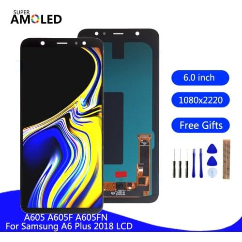Amoled For Samsung Galaxy A6 Plus 2018 A6+ A605 SM-A605F LCD Display Touch Screen For Samsung A605FN A605G A605GN Screen LCD