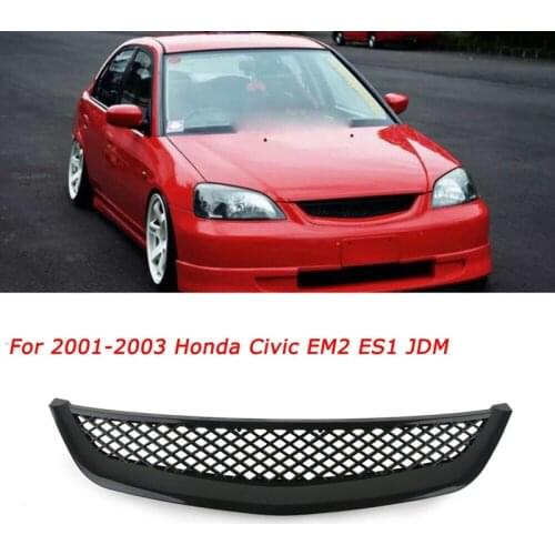 Car Gloss Black Mesh ABS Front Hood Grille Grill for Honda Civic JDM Type R 2001-2003