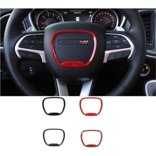 Carbon Fiber Car Steering Wheel Decor Cover for Dodge Challenger 2015+ for Durango 2014+ for Charger 2015+Accessories