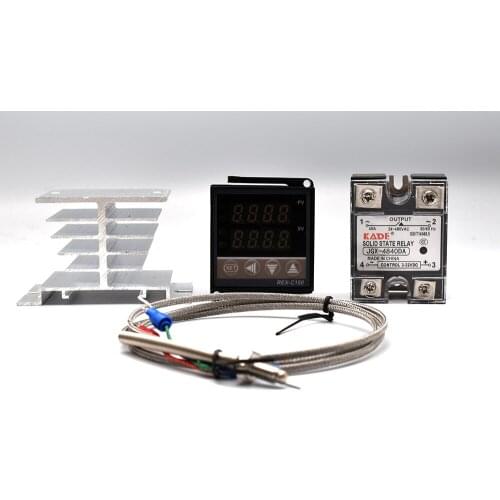 Digital PID Temperature Controller REX-C100 REX C100 thermostat + 40DA SSR Relay+ K Thermocouple 1m Probe RKC