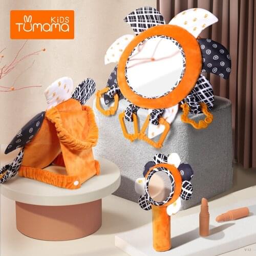 Baby Safety Car Seat Mirror Infants Soft Rattle Hanging Cartoon Toy Gifts