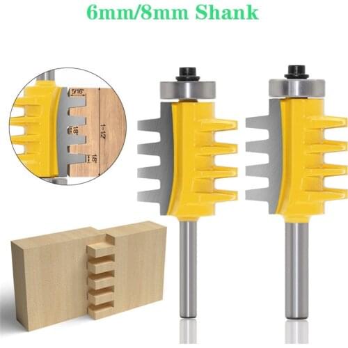 6mm/8mm Shank Rail Reversible Finger Joint Glue Router Bit Cone Tenon Woodwork Milling Cutter Power Tools Wood Router Cutters